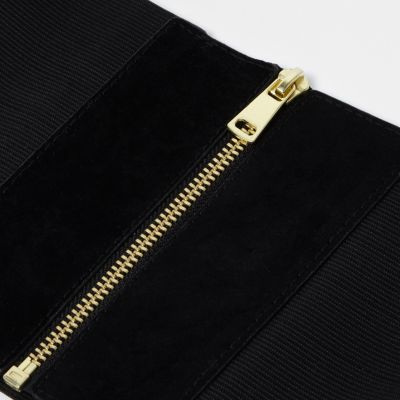 Black elastic wide zip waist belt